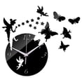 thumbnail image 2 of Pegatinas de espejo acrílico Reloj de pared Hada mariposa 3D DIY relojes para niña regalo sala de estar decoración del hogar , negro negro3 Colco Reloj de pared, 2 of 7