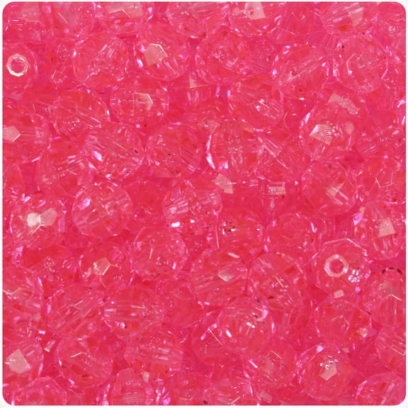 BeadTin Pink Transparent 10mm Faceted Round Craft Beads (225pcs)