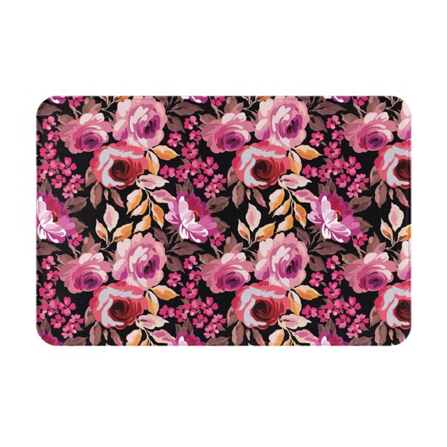 Balery Rose Flowers Felpudo de franela, resistente a las manchas y a la decoloración, para uso interior y exterior, fácil de limpiar, 40 x 60 cm