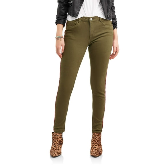 Juniors' Stretch Twill Side Stripe Pants