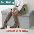 thumbnail image 3 of 30 Inches Folding Storage Ottoman Bench, Poly Linen Storage Chest, Ottoman Seat Foot Rest Stool, End of Bed Bench, 440 lb Max Load (Grey, 30"L x 15"W x 15"H), 3 of 7