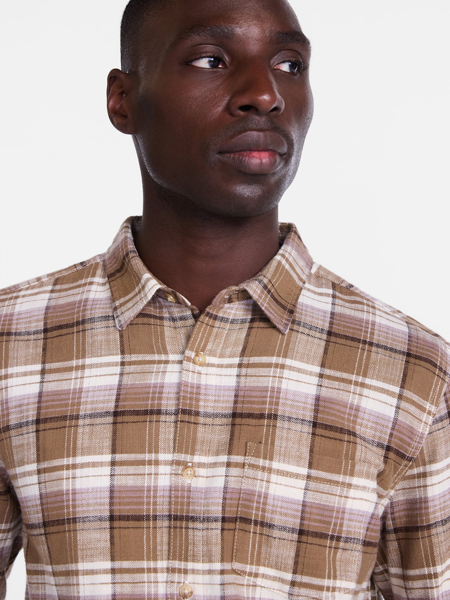 George Men's and Big Men's Slub Cotton Shirt with Long Sleeves, Sizes S-3XL