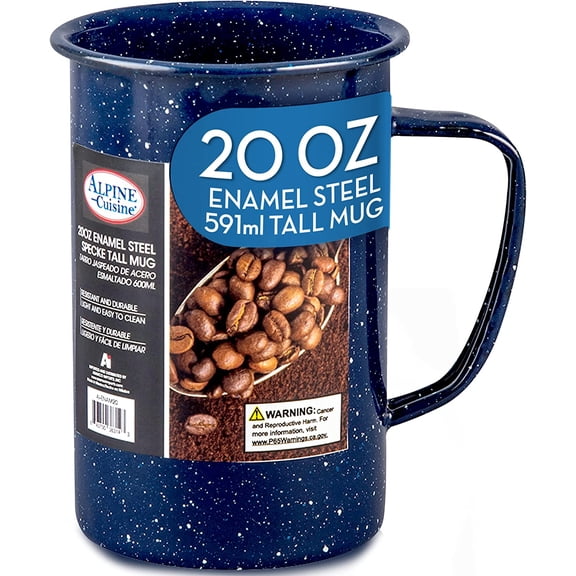Alpine Cuisine Enamel Steel Dark Blue Speckle Tall Mug 20oz - Both Hot & Cold Beverage Coffee Mug for Office & Home, Dishwasher Safe, Tall Coffee Mug for Coffee, Tea, Cappuccino