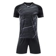 thumbnail image 6 of Vornjynx Boys Active Outfits 2 Piece Short Sleeve Crew Neck T-Shirt and Shorts Kids Summer Football Sports Activewear Black Size 13, 6 of 6