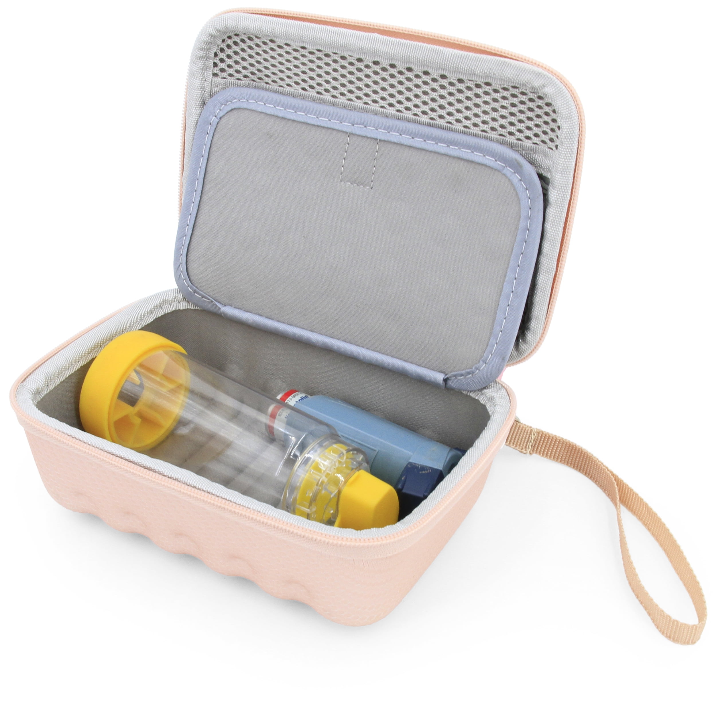 CASEMATIX Rose Gold Asthma Inhaler Case for Travel Fits Spacer, Mask and Accessories, Case Only