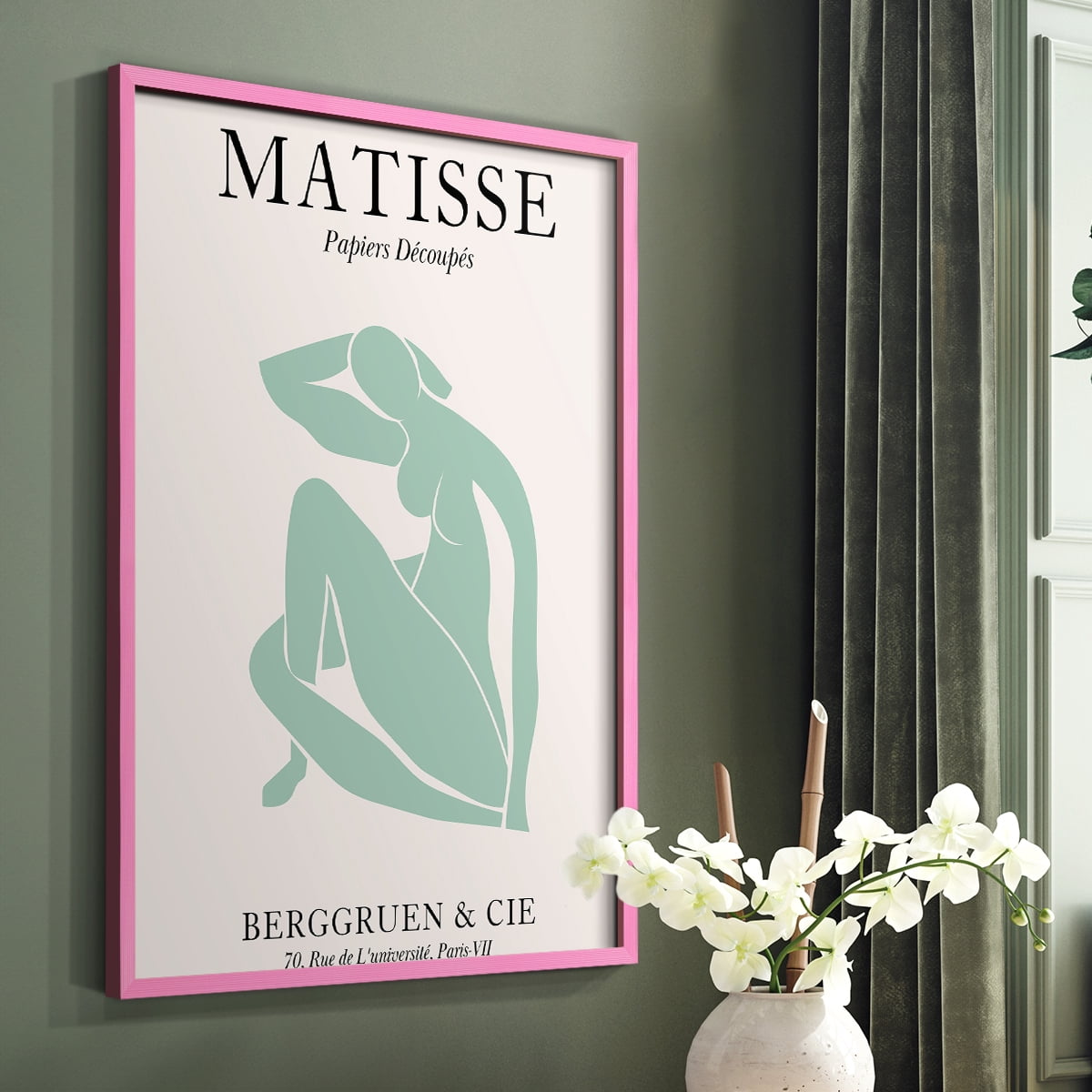 Matisse DII Framed Print in Pink Solid Wood Framed Print No Nail Hanging
