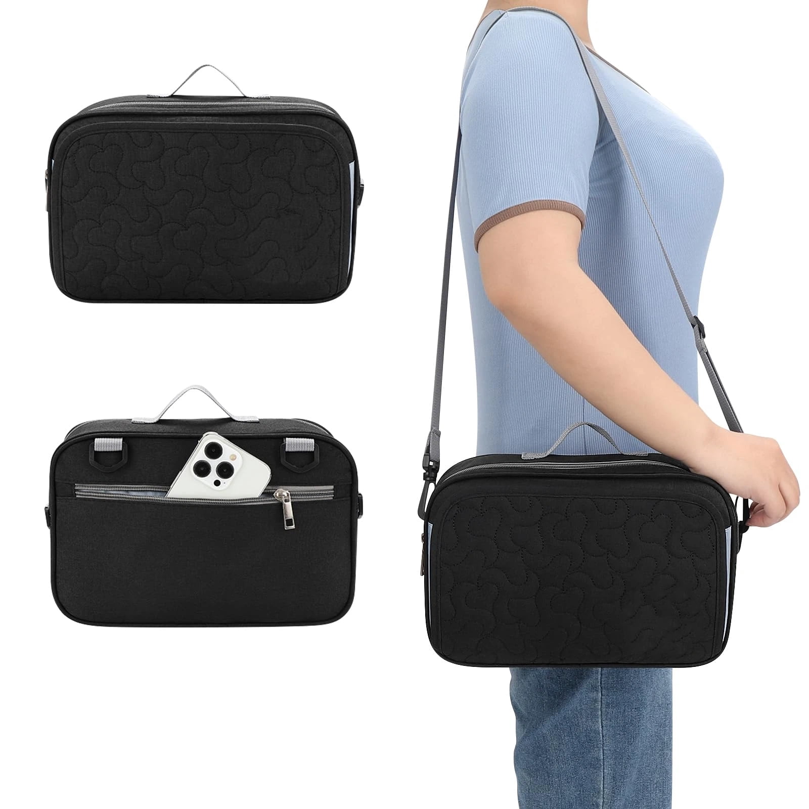 Stroller Organizer, Universal Stroller Organizer with Insulated Cup Holder Pocket, Dual Purpose Large Capacity Stroller Bag Caddy, Stroller Accessories Fits（Black）