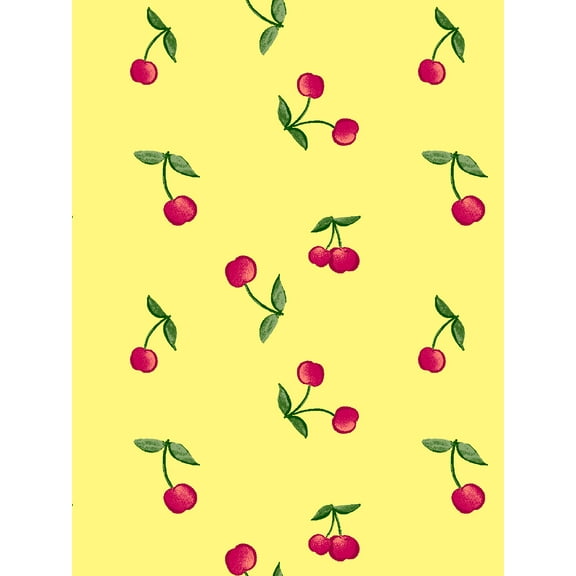 Cherries Removable Vinyl Wallpaper by Barbie - Lemon
