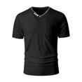 thumbnail image 2 of Mens Casual Pocket Henley Shirt Short Sleeve V Neck Tee Top Summer Breathable Lightweight Comfort Fit Out Active Wear Black S, 2 of 5