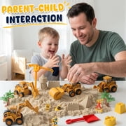 Billeeit Sand Construction Kit with 2.2lbs Play Sand for Kids Ages 3+, 15x15 in Large Sandbox, 4 Press to Go Trucks & DIY Stickers, Castle Molds, 32PCS Total Accessories, Creative Sand Play Set