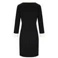 thumbnail image 6 of ClodeEU Women's Bow Knot Peplum Color Blocking Long Sleeve Round Neck Knee Length Dress,Slim Fit Elegant Dresses Black,Womens Plus XXL, 6 of 6