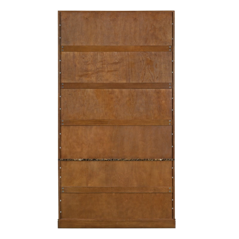 91" Tall Storage Cabinet with Faux Marble Tabletop, Freestanding Bookcase with Fluted Doors, Wooden Display Bookshelf Office Hutch