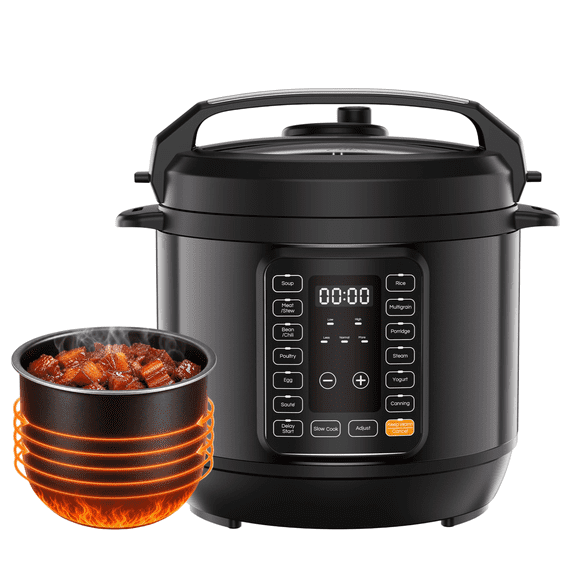 Roomisland 6QT Electric Pressure Cooker, 16-in-1 Stainless Steel Multi Cooker with 12 Preset Programs, Multi- Non-Stick Pot for Slow Cook, Steam, Canning, Dishwasher Safe