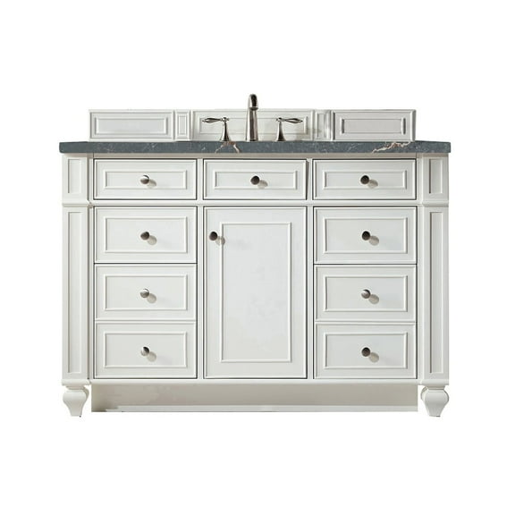 James Martin Vanities 48" Single Vanity, Bright White w/ 3 CM Parisien Bleu Quartz Top