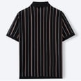 thumbnail image 5 of Bxsruta Men's Striped Knit Polo Shirt Short Sleeve Button Down Breathable Casual Summer Top, 5 of 6