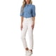 thumbnail image 2 of Camisa de mezclilla INSPIRE CHIC para mujer con mangas abullonadas 3/4, cuello y botones, talla XL, color azul, 2 of 6