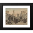 thumbnail image 2 of Charles-François Houel 18x14 Black Modern Framed Museum Art Print Titled - The Campidoglio Seen from the Staircase of the Church of the Aracoeli, Rome, at Sunset (1846), 2 of 5