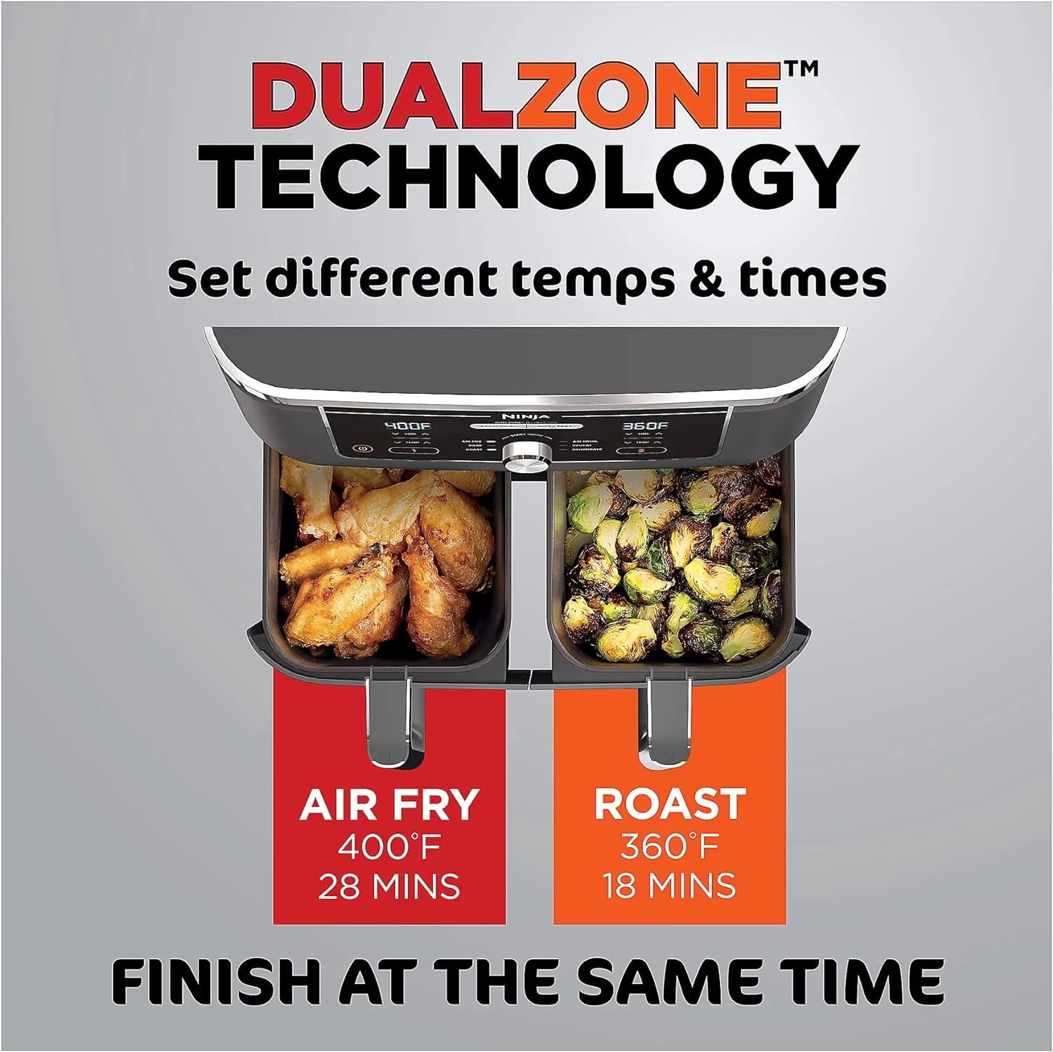Restored Ninja DZ401 Foodi 6-in-1 10-qt. 2-Basket Air Fryer with DualZone Technology, WHITE (Refurbished)