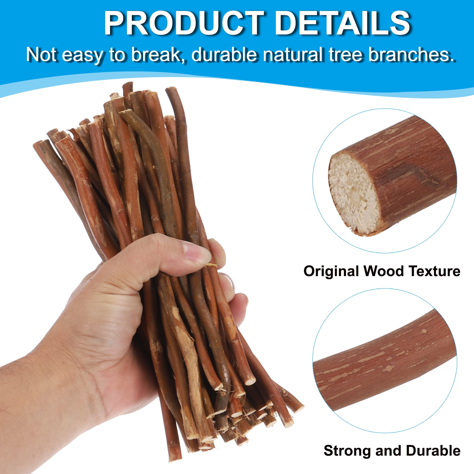 Uxcell 60 Pcs / 50cm Wood Log Sticks, 0.2-0.5inch inch in Diameter Natural Wood Craft Sticks, Dried Wood Sticks Decorative Wood Branch Sticks for DIY Crafts Accessory Photo Props, Brown