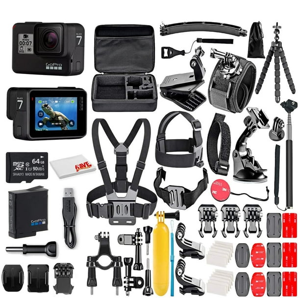 Gopro Hero7 Black With 64gb Micro Sd Card And 50 Piece Accessory Kit Walmart Com Walmart Com