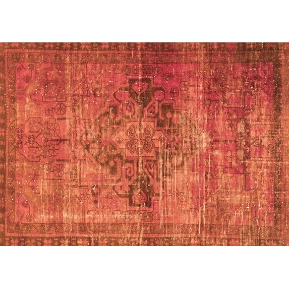 Ahgly Company Indoor Rectangle Oriental Orange Traditional Area Rugs, 5' x 7'