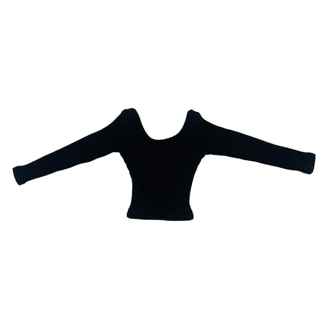 Figura a escala 1/6, top de manga larga, accesorios de moda, atuendo, vestido elegante para negro