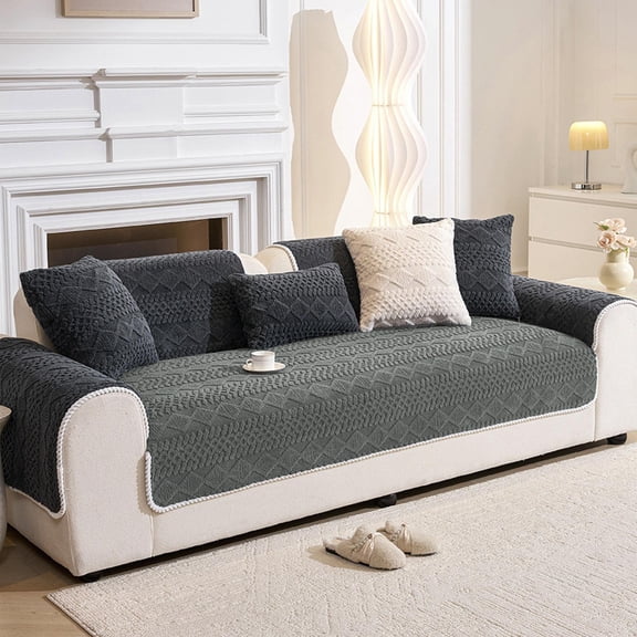 Deeceymbur Washable Non Slip Plush Sofa Cover Furniture Protector for Living Room Couch Chair and Floor Mat