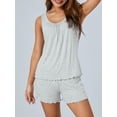 thumbnail image 4 of Michellecmm Women’s Two Piece Pajama Set Sleeveless Ruched Tank Tops and Shorts Set Babydoll Sleepwear, 4 of 9
