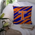 thumbnail image 3 of Carolines Treasures CJ1023-TPW1414 Letter T Initial Tiger Stripe - Blue Orange Fabric Decorative Pillow, 14Hx14W,, 3 of 4