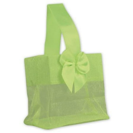 Silk Satin Mini - 3.25 x 3.25 x 2 in. Satin Bow Mini Totes, Green