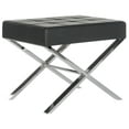 thumbnail image 2 of SAFAVIEH Sienna Modern Glam X-Leg Upholstered Rectangular Ottoman, Black/Chrome\, 2 of 5