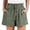 Green, variant on Women’s Vacation Loungewear Cotton Shorts, High Waist Ruffled Elastic Waist with Pockets, Multi-Color, S/M/L/XL/XXL