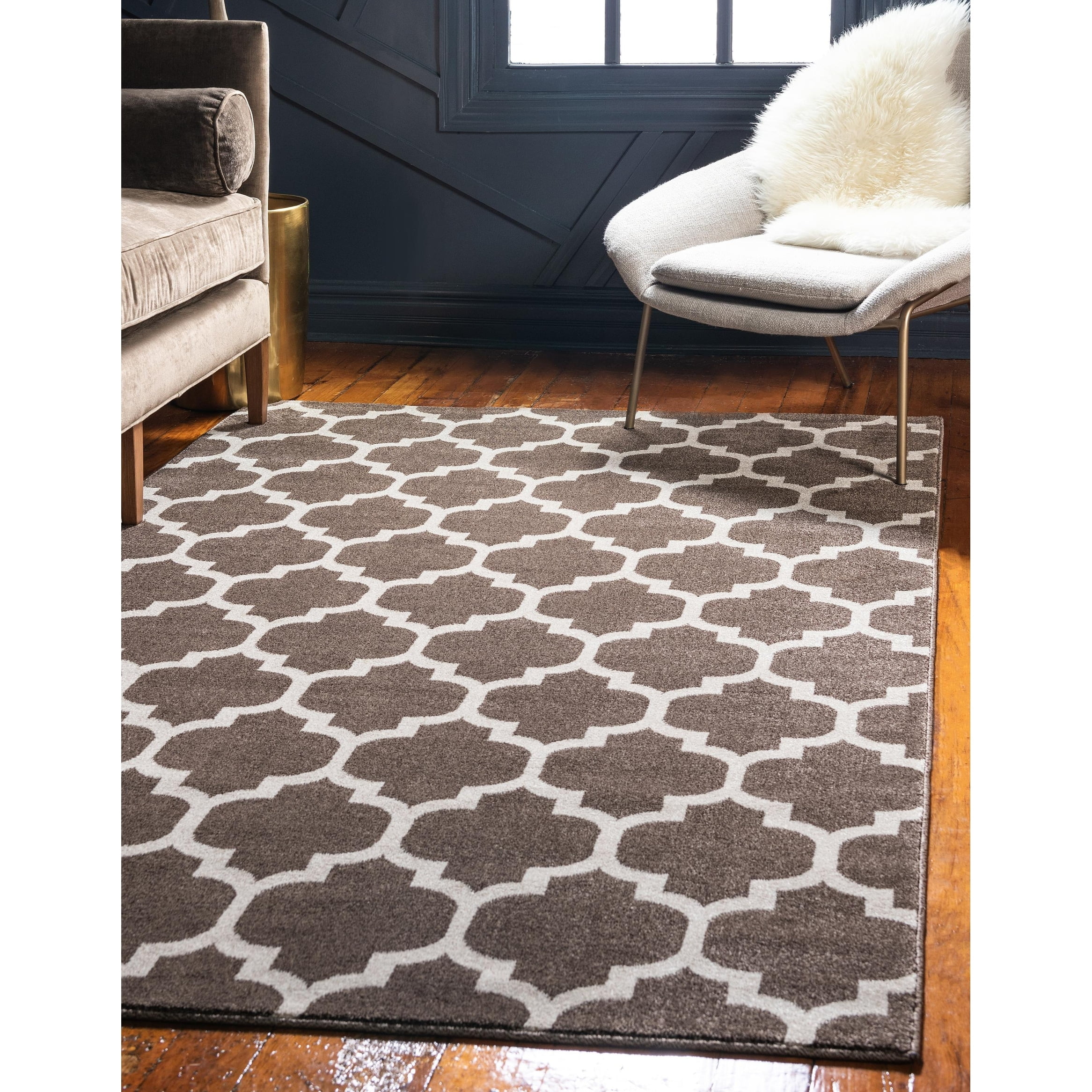 Unique Loom Philadelphia Trellis Area Rug Brown 4' x 6' 4' x 6' Indoor