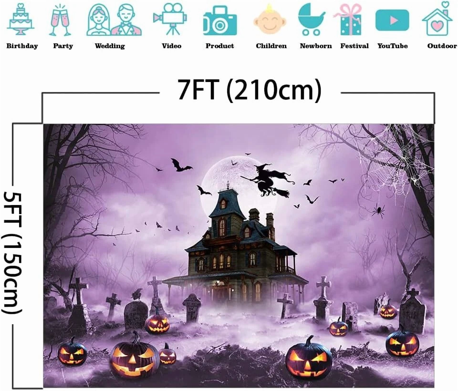 BUTTERFLY- Halloween Photography Backdrop Scary Night Graveyard Full Moon Background Spooky