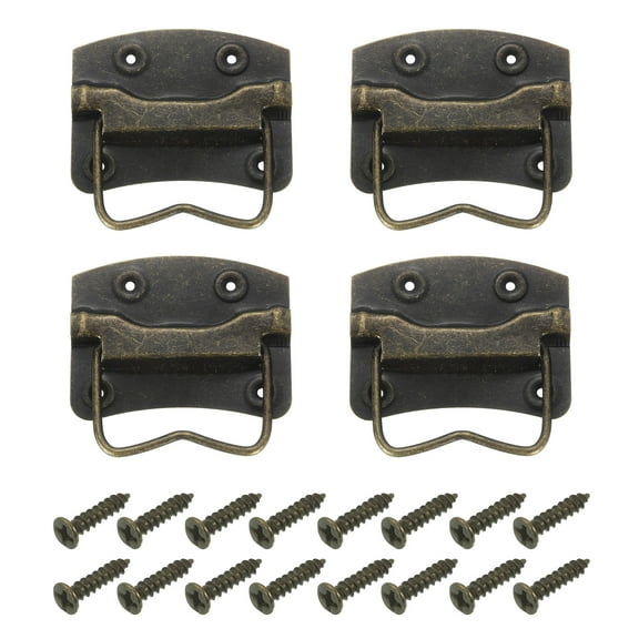 4Pcs Chest Handles, 76x57mm Wooden Box Ring Pull Lifting Handle, Bronze
