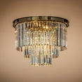 thumbnail image 2 of 6-Lights Mid-Century Modern Antique Gold 3-Tier Round Fringe Crystal Chandelier, 2 of 5