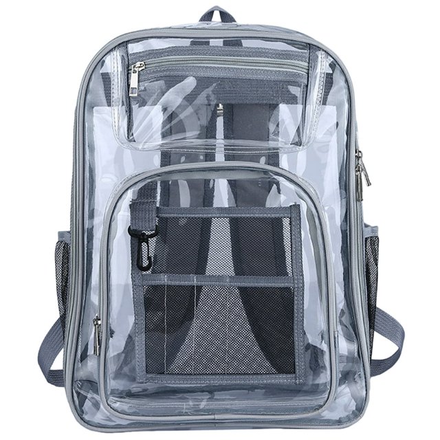 AMERTEER Backpack PVC School Bag Transparent Lightweight Solid Color Outdoor Play (Black)