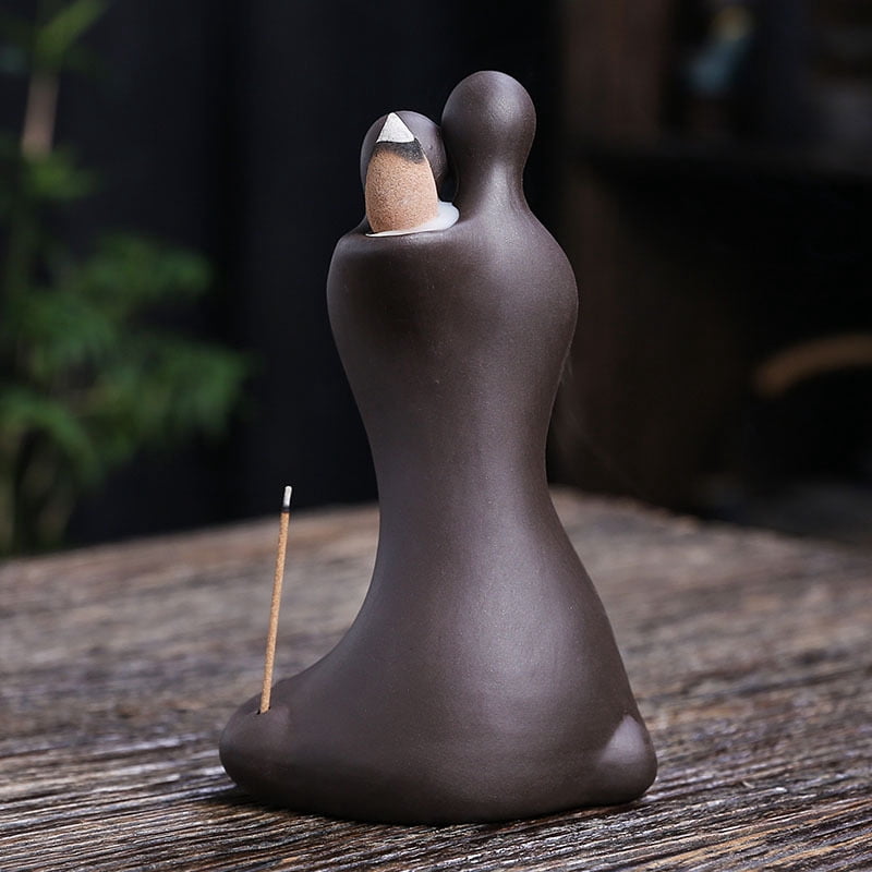 Creative Love Couple Backflow Incense Burner,Purple Sand Incense Waterfall Smoke Incense Holder Home Decor Ornaments