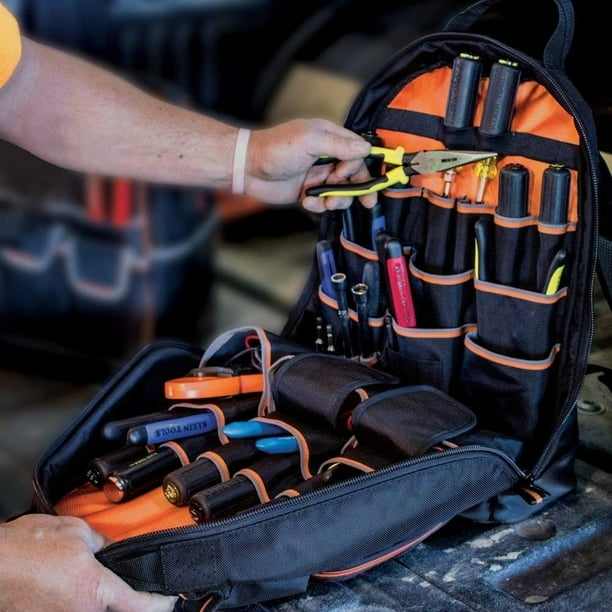 Klein Tools 55475 Tool Bag Backpack, Heavy Duty Tradesman Pro Tool