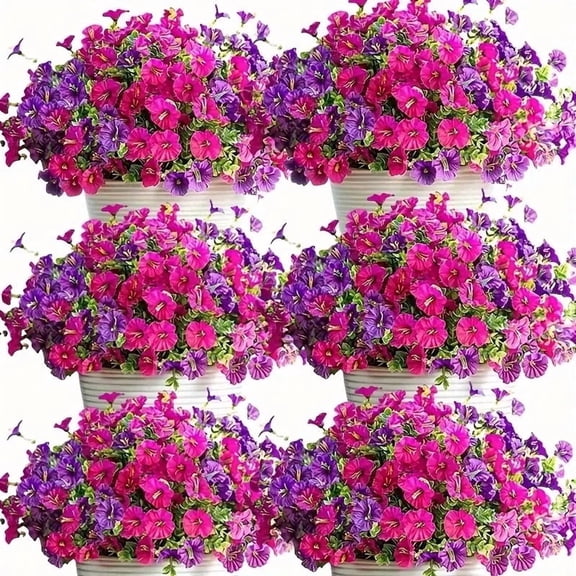 12 Bundles Artificial Flowers for Outdoors, Faux Plants Flowers, Fake Eucalyptus Plants for Outdoors Home Planter Porch Patio Yard Decor