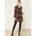 thumbnail image 3 of Abrigo De Cuadros De Invierno Doble Botonadura Solapa Con Muesca Para Mujeres Marrón M, 3 of 6