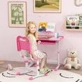 thumbnail image 2 of Qaba Kids Desk and Chair Set Height Adjustable Student Writing Desk, Pink, 2 of 10