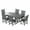 Gray, variant on WestinTrends Malibu 7 Piece Outdoor Dining Set, All Weather Poly Lumber Patio Table and Chairs Furniture Set, 71" Trestle Dining Table with Umbrella Hole and 6 Arm Chairs, Teak