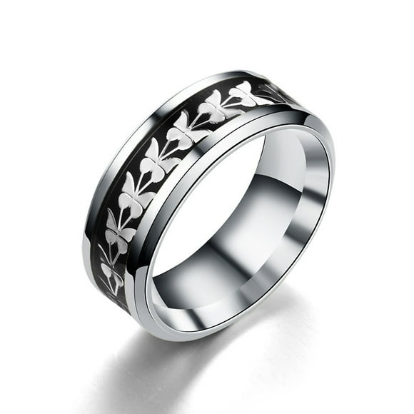 DAMAIE Femmes Hommes Mode Style Simple Bagues Papillon en Acier Inoxydable Bijoux, Taille 6-13