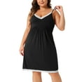 thumbnail image 2 of DARING DIVA Women's Plus Lace Strap Babydoll Chemise Nightgown 4X Black, 2 of 6