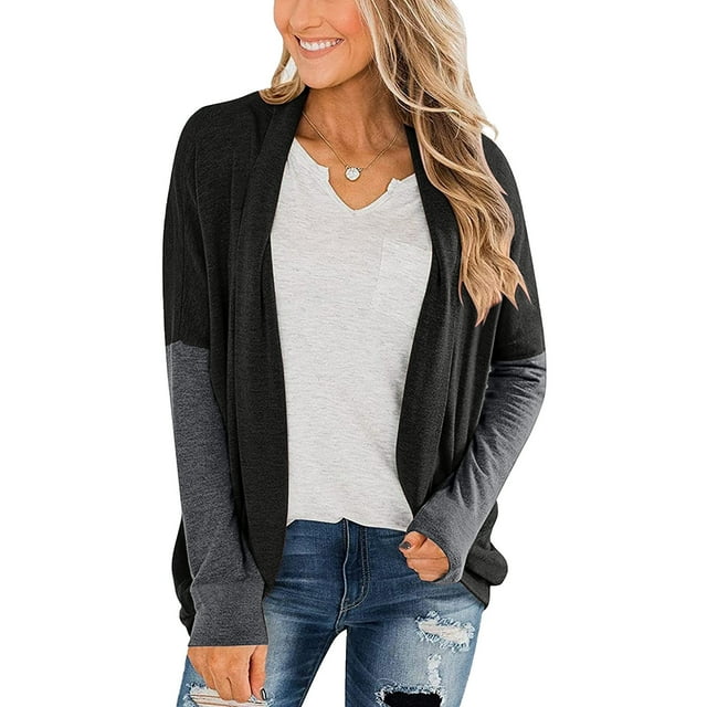 Cardigan Patchwork Col en V pour Femmes Manteau à Manches Longues