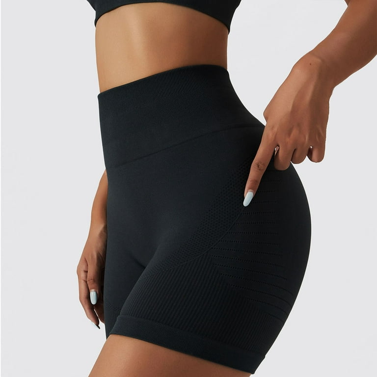 adviicd Petite Short Pants For Women Plus Size Yoga Pants For Women High  Waisted Yoga Shorts for Women Ribbed Seamless Tummy Control Workout Shorts  Black S 