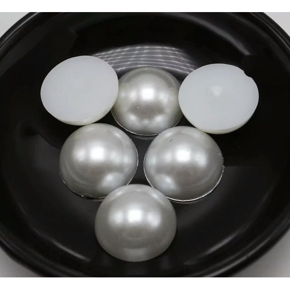 U8MO 25 Pure White FlatBack Acrylic Half Pearl Bead 20mm Flat Back Scrapbook