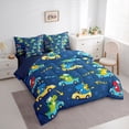 thumbnail image 2 of Metsweet Cartoon Dinosaur Full Size Bedding Sets 7 Pieces, Car Theme Full Size Bed in a Bag, Blue Yellow Red,Navy Blue Reversible, 2 of 6