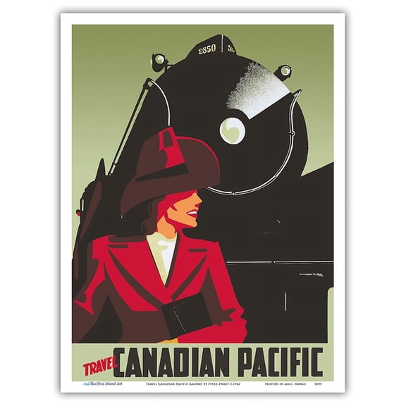 Travel Canadian Pacific Railway - Royal Hudson 2850 Steam Locomotive - Vintage Railroad Travel Poster by Peter Ewart c.1942 - Master Art Print (Unframed) 9in x 12in